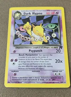 Pokemon Dark Hypno 9/82 Holo Card Team Rocket TCG, Unlimited Rare, WOTC HP - Image 2