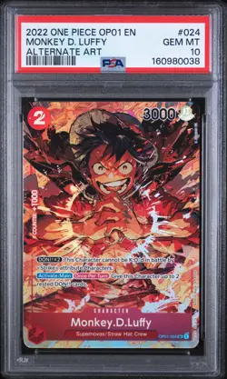 Monkey D. Luffy 024 Alternate Art One Piece Op01 Romance Dawn One Piece PSA 10 - Image 1