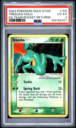 Pokemon TCG Treecko Gold Star 109/109 EX Team Rocket Returns Holo PSA 4 - Image 1
