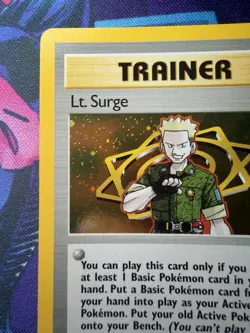 Pokemon Lt. Surge TCG 017/132 Gym Heroes Trainer Holo Rare Swirl LP+/NM - Image 2
