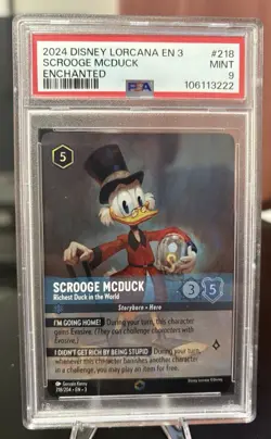 Disney Lorcana - Scrooge McDuck 218/204 - Enchanted - Inklands Set PSA 9 - Image 1