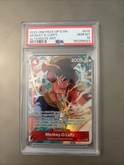 2025 ONE PIECE OP12-LEGACY OF THE MASTER ALTERNATE ART MONKEY D. LUFFY PSA 10 - Image 1