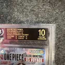 Monkey D Luffy One Piece Promo College Basketball US Voyage BGS 10 BLACK LABEL - Image 3