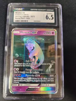 Mewtwo GX Full Art Holo Secret Rare Card Pokemon Shining Legends 78/73 CGC 6.5 - Image 1