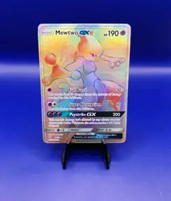 Mewtwo GX 76/73 Full Art Rainbow S&M Shining Legends Pokemon Card TCG 2017 - Image 1