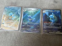 Pokemon TCG Pokemon GO Squirtle Wartortle Blastoise ex Holo English 3 Card Lot - Image 1