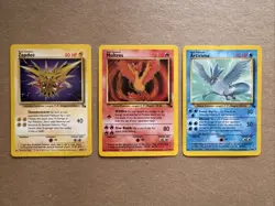 Pokemon TCG Zapdos,moltres And Articuno Fossil Vintage 3 Card Lot Non Holo LP - Image 1