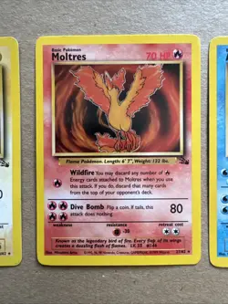 Pokemon TCG Zapdos,moltres And Articuno Fossil Vintage 3 Card Lot Non Holo LP - Image 3