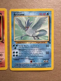 Pokemon TCG Zapdos,moltres And Articuno Fossil Vintage 3 Card Lot Non Holo LP - Image 4