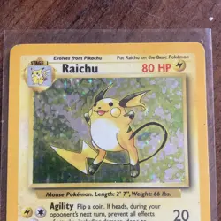 Pokemon TCG Raichu 14/102 Base Set Holo Rare 80 HP English 1999 - Image 2