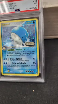 2006 WAILORD REVERSE HOLO FOIL SWIRL EX LEGEND MAKER POKEMON TCG PSA 7 #14/92 - Image 3