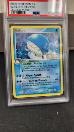 2006 WAILORD REVERSE HOLO FOIL SWIRL EX LEGEND MAKER POKEMON TCG PSA 7 #14/92 - Image 4