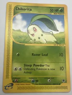 Chikorita 100/165 Expedition Base Set Pokemon Card 2002 E-Reader - Image 1
