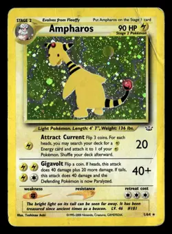Ampharos 1/64 Unlimited Holo Rare Neo Revelation Pokemon Card - Image 2