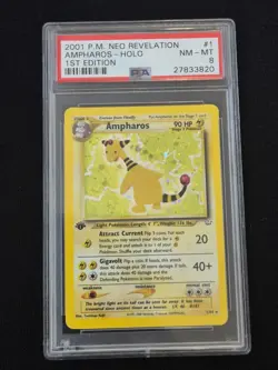 Ampharos 1/64 Neo Revelation Holo 1st Edition Pokemon Card 2001 PSA 8 - Image 1