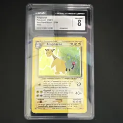 Pokemon TCG- Ampharos 1/64 Holo Rare Holo Neo Revelation ENG 2001 CGC 8 - Image 1
