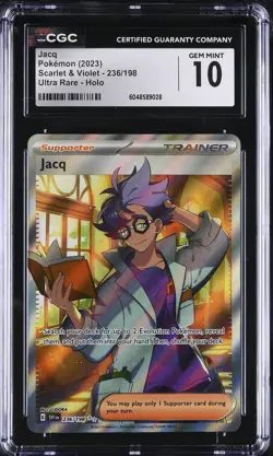 Jacq #236/198 English Ultra Rare CGC 10 2023 Pokemon Scarlet & Violet - Image 1