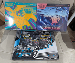 Pokemon Bundle Sealed: Ascended Heroes ETB, Chaos Rising ETB & Black Bolt Binder - Image 1