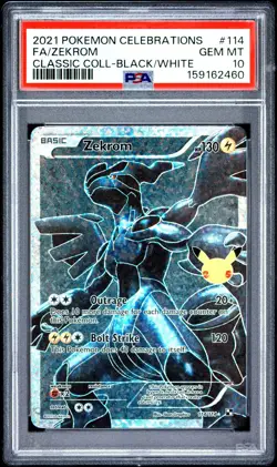 Pokemon TCG Zekrom 114/114 Celebrations Classic Collection Black White PSA 10 - Image 1