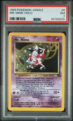 1999 POKEMON JUNGLE #6 MR. MIME-HOLO PSA 7 - Image 1