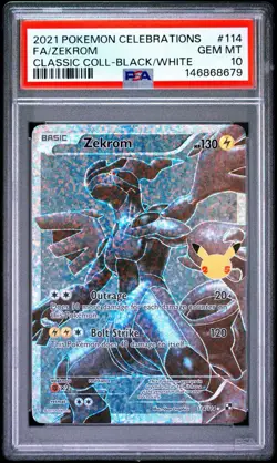 Pokemon TCG Celebrations Zekrom Classic Collection Black/White 114/114 PSA 10 - Image 1