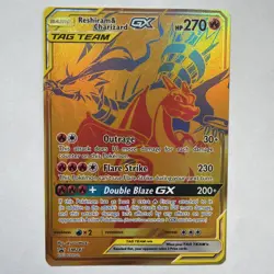 Pokemon TCG Reshiram & Charizard GX SM247 Tag Team Promo Card NM black star - Image 1