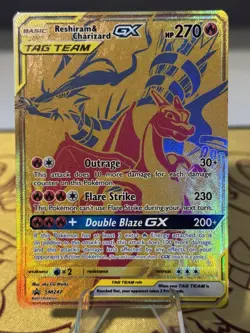 Pokemon TCG Reshiram & Charizard GX SM247 Tag Team Card Black Star Promo NM - Image 1