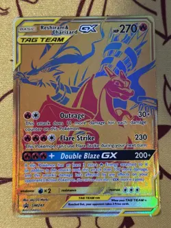 Pokemon TCG Reshiram & Charizard GX SM247 Tag Team Card Black Star Promo NM - Image 3