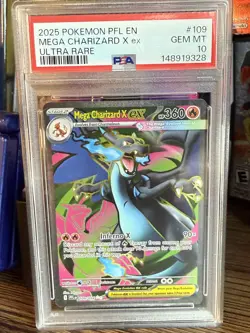 2025 POKEMON PFL EN-PHANTASMAL FLAMES ULTRA RARE #109 MEGA CHARIZARD X EX PSA 10 - Image 1