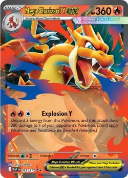 Mega Charizard Y ex ASC 022/217 Pokemon ME: Ascended Heroes Double Rare Holof... - Image 1