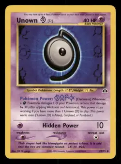 Pokemon Unown [D] 47/75 WotC Neo Discovery Unlimited Uncommon LP/MP - Image 1