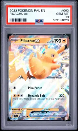 2023 POKEMON PAL EN-PALDEA EVOLVED #063 PIKACHU EX PSA 10 - Image 1