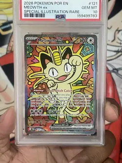 2026 POKEMON POR EN-PERFECT ORDER SPECIAL ILLUSTRATION RARE MEOWTH EX PSA 10 - Image 1