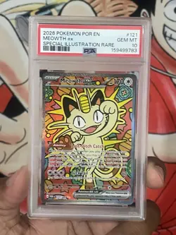 2026 POKEMON POR EN-PERFECT ORDER SPECIAL ILLUSTRATION RARE MEOWTH EX PSA 10 - Image 2