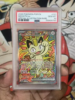 2026 POKEMON POR EN-PERFECT ORDER SPECIAL ILLUSTRATION RARE MEOWTH EX PSA 10 - Image 3