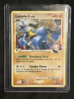 Pokemon TCG Rising Rivals 2009 Lucario GL 8/111 Platinum Holo Rare Card - Image 1