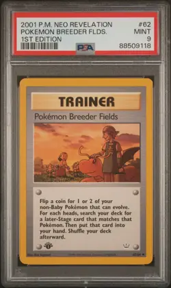 PSA 9 Dragonite Pokemon 1st Edition Neo Revelation Pokemon Breeder Fields #62 - Image 1