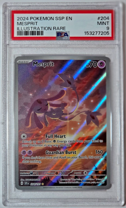Pokemon TCG Mesprit 204/191 Surging Sparks Illustration Rare PSA 9 MINT - Image 1