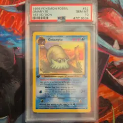1999 POKEMON FOSSIL 1ST EDITION #52 OMANYTE PSA 10 - Image 1
