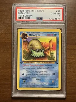 1999 POKEMON FOSSIL 1ST EDITION #52 OMANYTE PSA 10 - Image 1