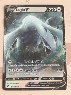 Pokemon TCG Card Lugia V 138/195 SWSH Silver Tempest Half Art Holo Rare - NM - Image 1