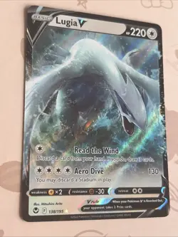 Pokemon TCG Card Lugia V 138/195 SWSH Silver Tempest Half Art Holo Rare - NM - Image 2