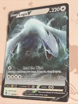 Pokemon TCG Card Lugia V 138/195 SWSH Silver Tempest Half Art Holo Rare - NM - Image 3