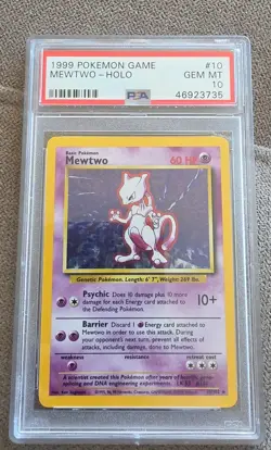 1999 Pokemon Mewtwo 10/102 Base Set Holo PSA 10 Gem Mint WOTC Vintage - Image 1