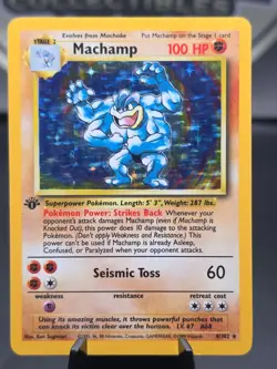 1999 Pokemon Base Set 1st Edition Machamp Holo #8/102 WOTC Vintage Rare - Image 1