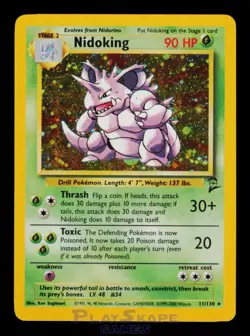 Pokemon Card Nidoking 11/130 Base Set 2 WOTC Vintage Holo Rare LP 2000 - Image 1