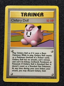 Pokemon TCG Clefairy Doll 70/102 Base Set Trainer Card WOTC 1999 Vintage LP - Image 1