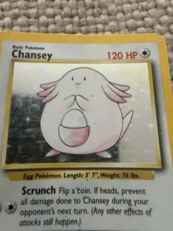 Pokemon Chansey 3/102 Base Set Holo Rare Unlimited WOTC 1999 Vintage - Image 2