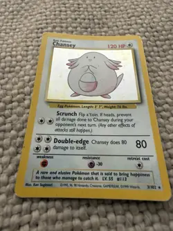 Pokemon Chansey 3/102 Base Set Holo Rare Unlimited WOTC 1999 Vintage - Image 3