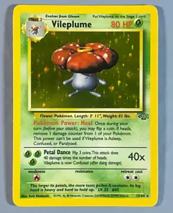 Vileplume Holo 15/64 Unlimited Jungle Set WOTC 1999 Vintage Pokemon Card LP - Image 2